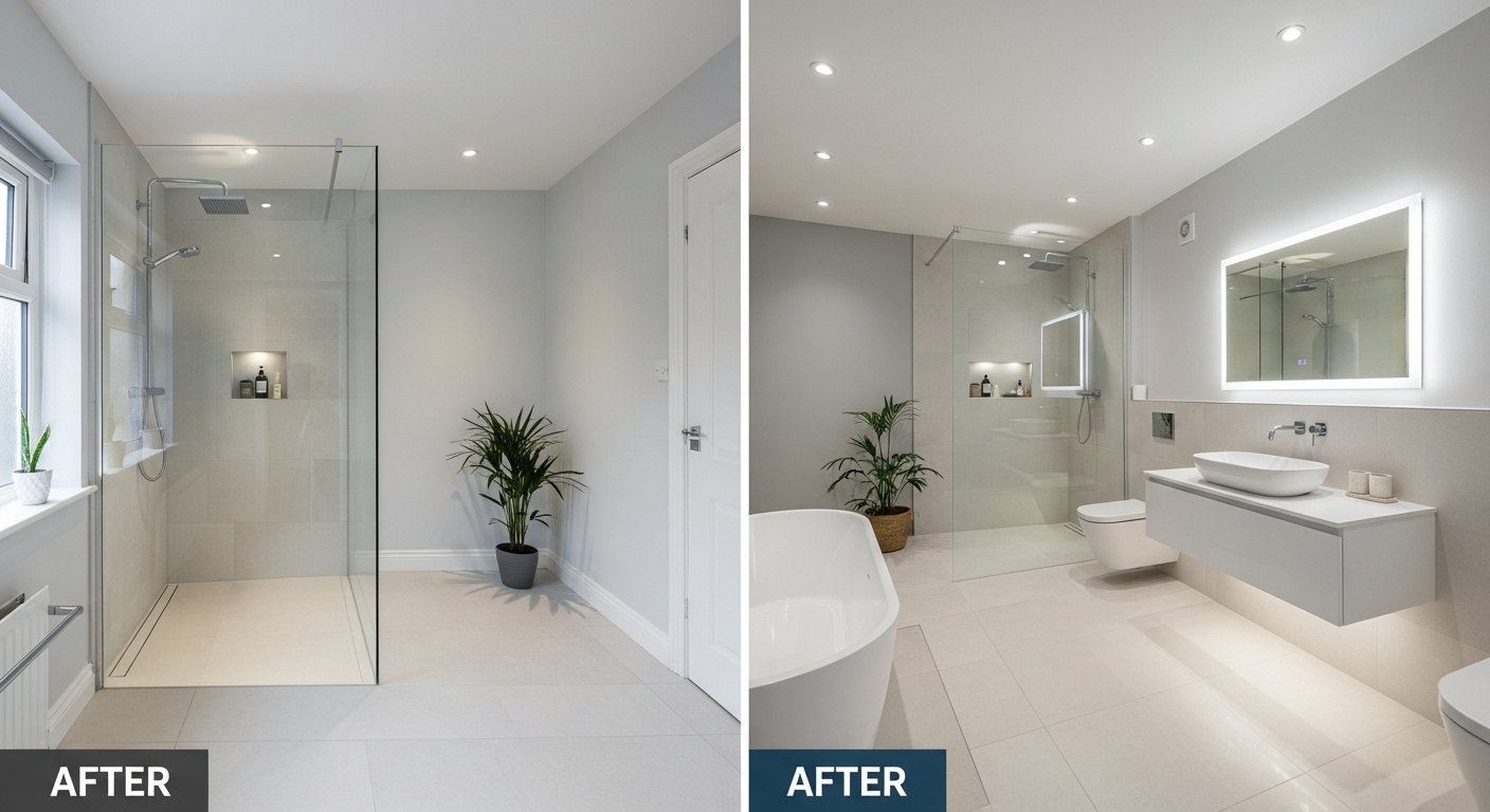 Insurance bathroom rebuild after water damage