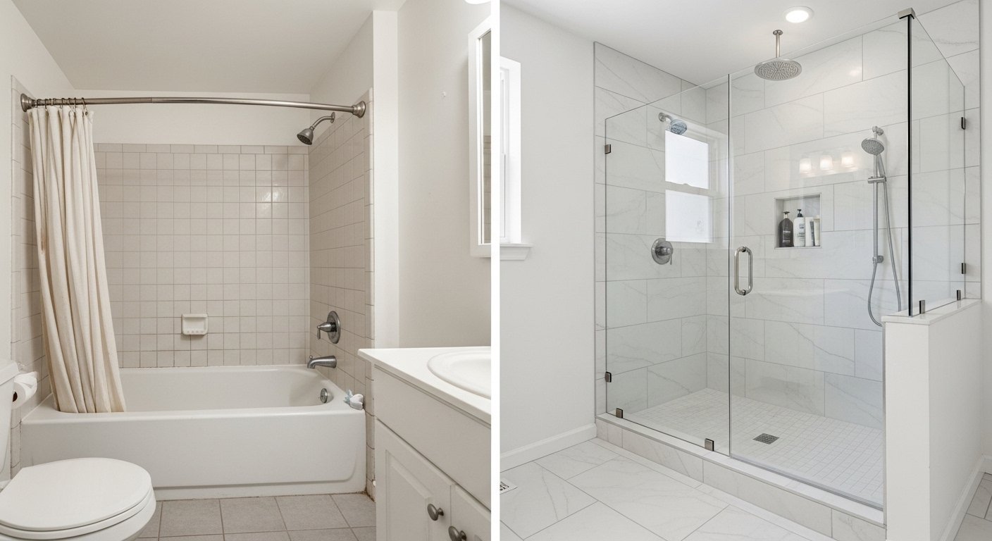 Open wet room layouts