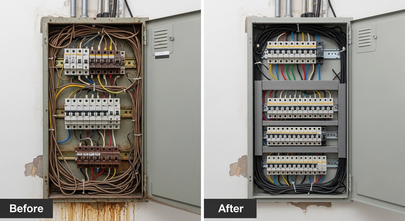 Generator Installation before and after style electrical upgrade photo